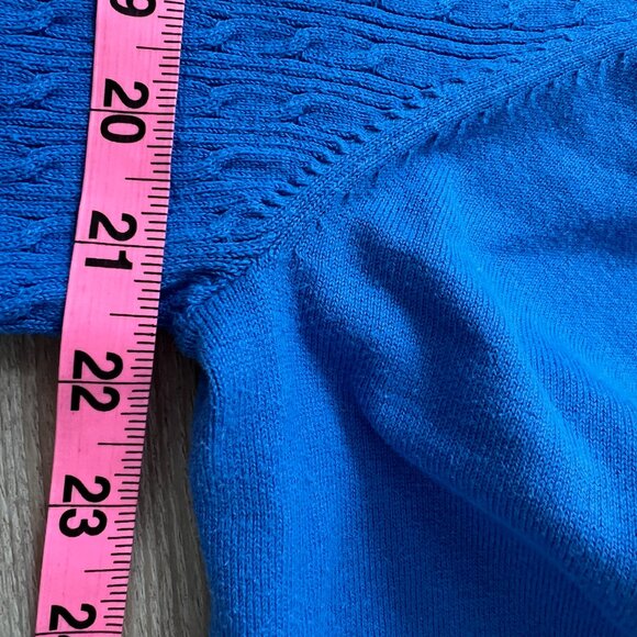🪻TRADITION Sz L Bright Blue Cardigan Sweater Button Down*80% Cotton - Picture 8 of 9